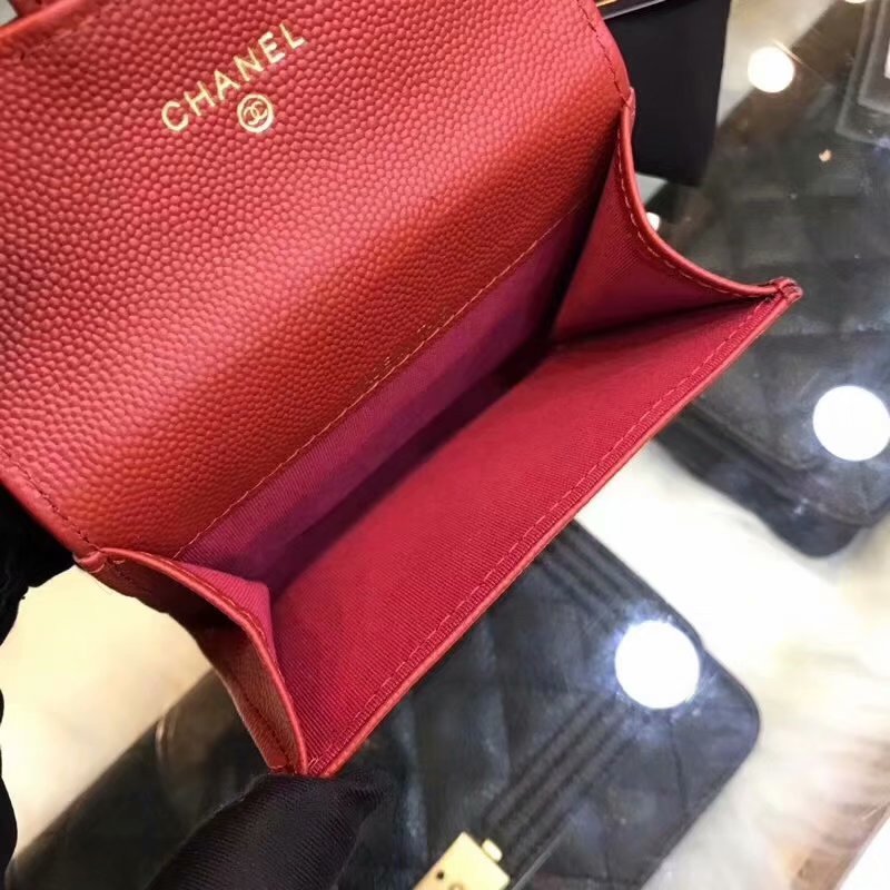 Cheap Chanel CF Card Small Bag Caviar Quilted Genuine Leather Red Gold Hardware