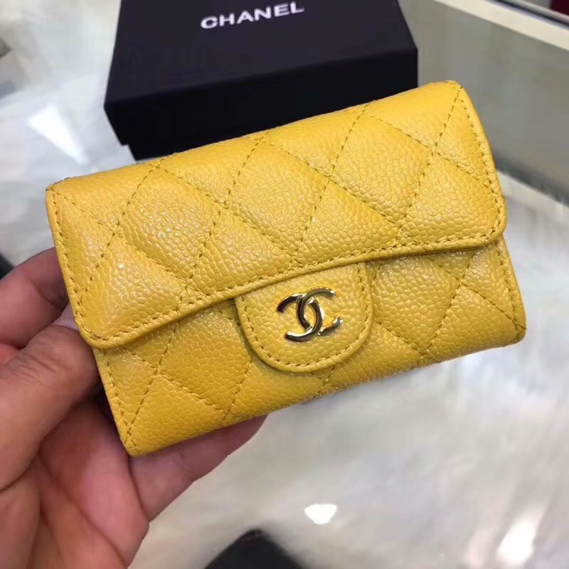 Cheap Chanel CF Card Small Bag Caviar Quilted Genuine Leather Yellow Gold Hardware