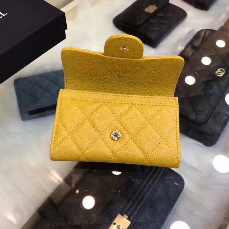 Cheap Chanel CF Card Small Bag Caviar Quilted Genuine Leather Yellow Gold Hardware