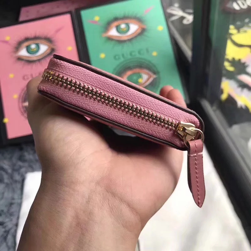 Cheap Gucci 476083 Sylvie Leather Zip Around Women Wallet Pink
