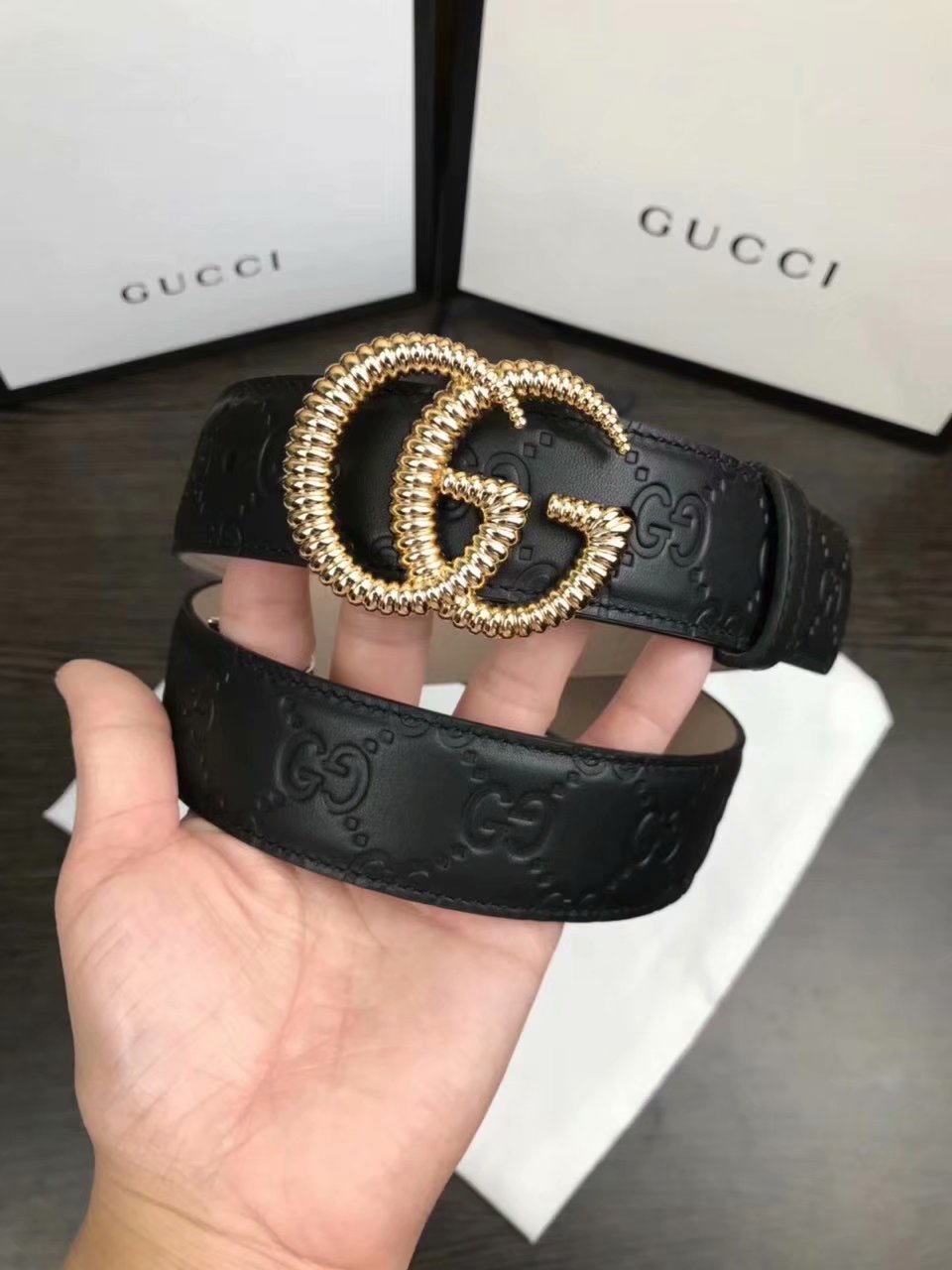 Cheap Gucci Men Belt Width 3.5cm With Gold Buckle 050