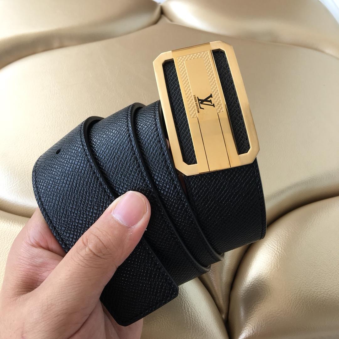 Cheap Louis Vuitton Men Reversible Leather Belt With Gold Buckle 035