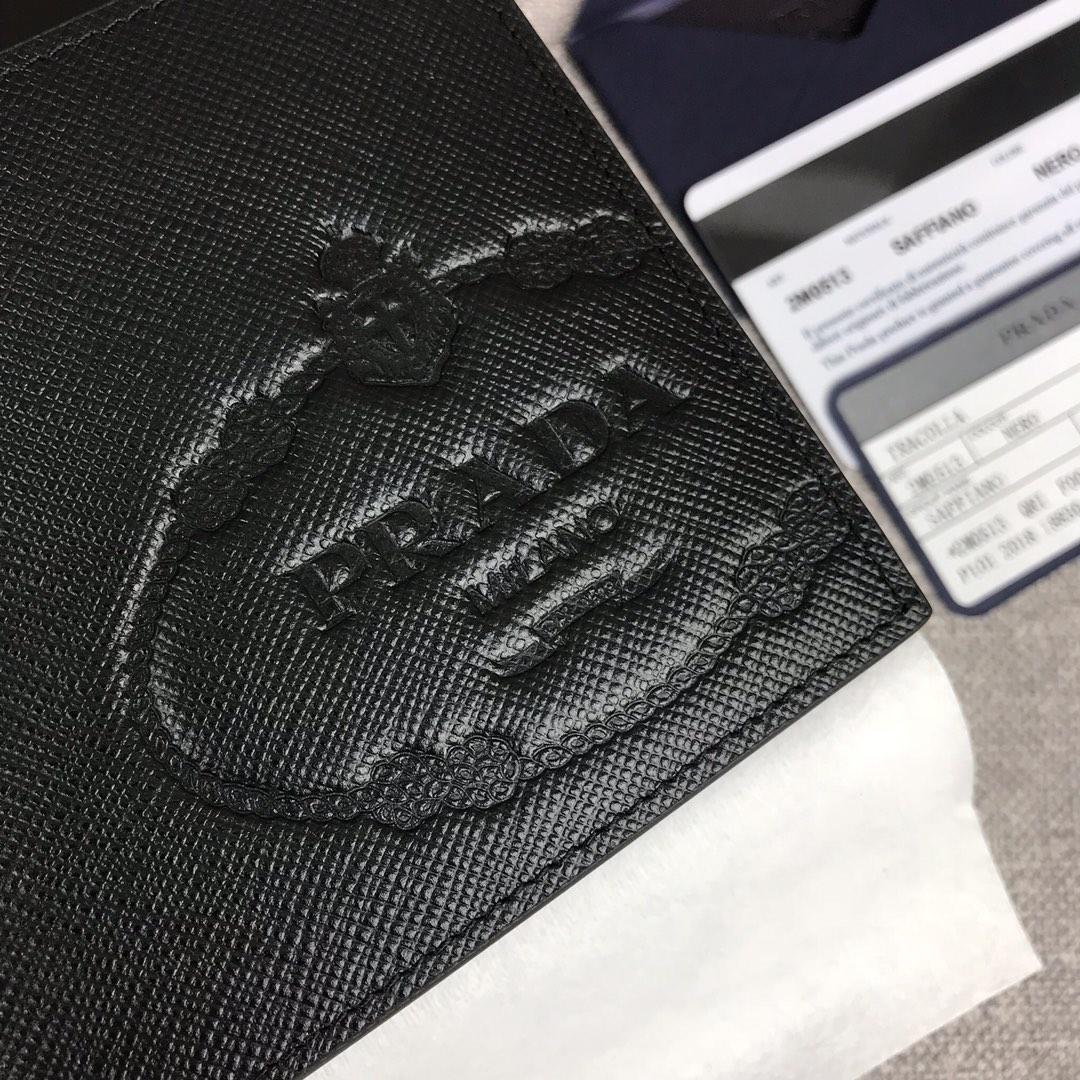 Cheap Prada Men Saffiano Leather Wallet Black