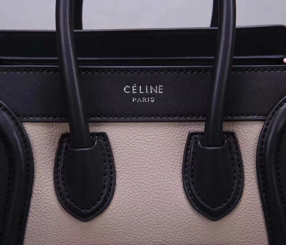 Cheap Replica Celine Nano Luggage Bag in Multicolour Baby Grained Calfskin Pink Black White