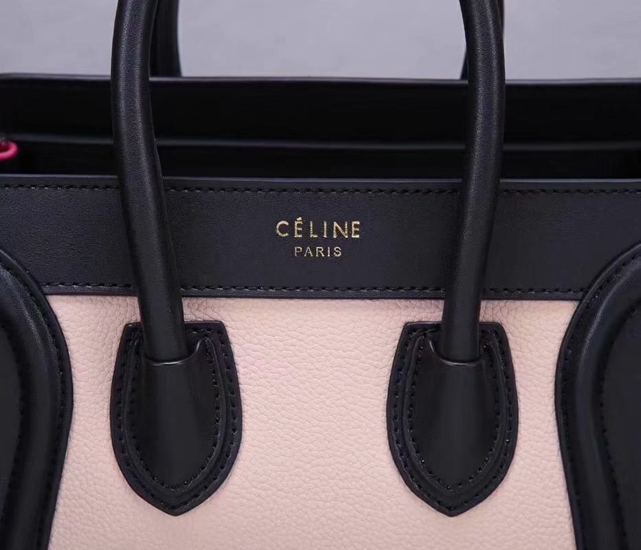 Cheap Replica Celine Nano Luggage Bag in Multicolour Baby Grained Calfskin Rose Black White