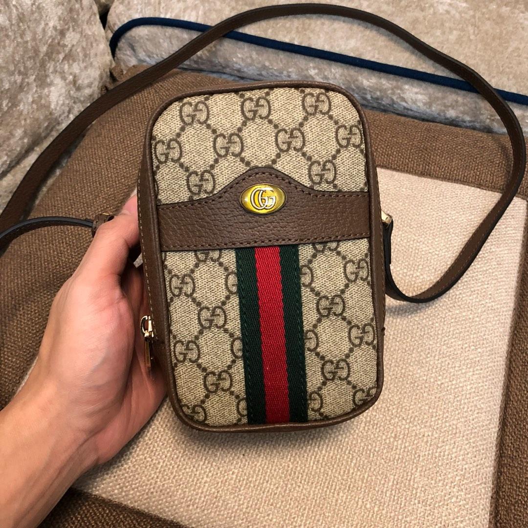 Cheap Replica Gucci 546595 Ophidia Phone Shoulder Bag GG Supreme