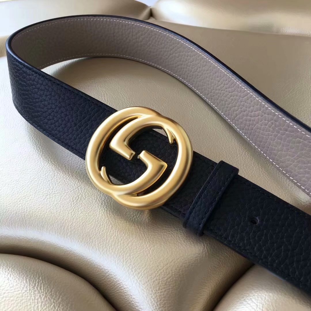 Cheap Replica Gucci Men Leather Belt Black Width 3.8cm With Gold Buckle 078