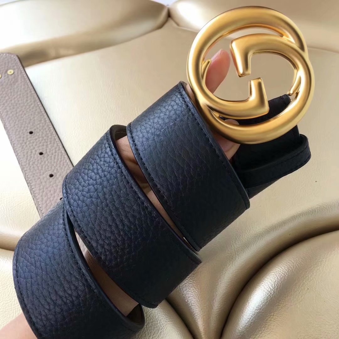 Cheap Replica Gucci Men Leather Belt Black Width 3.8cm With Gold Buckle 078