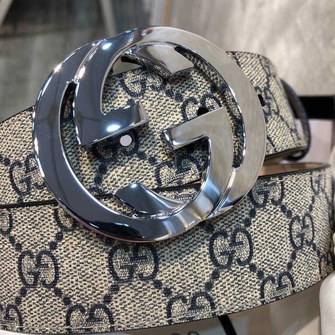 Cheap Replica Gucci Men Leather Belt Width 3.8cm With Bronze Silver Buckle 089