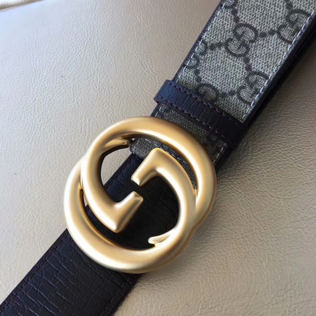 Cheap Replica Gucci Men Leather Belt Width 3.8cm With Gold Buckle 075