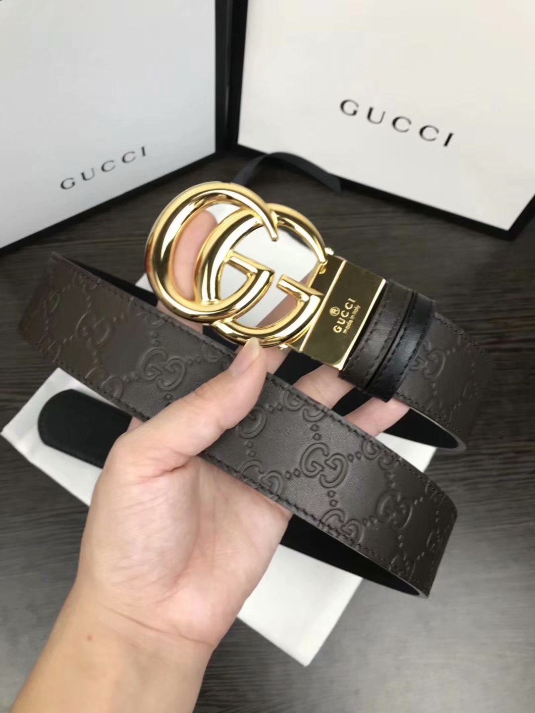 Cheap Replica Gucci Men Leather Belt Width 3.8cm With Silver Buckle 065
