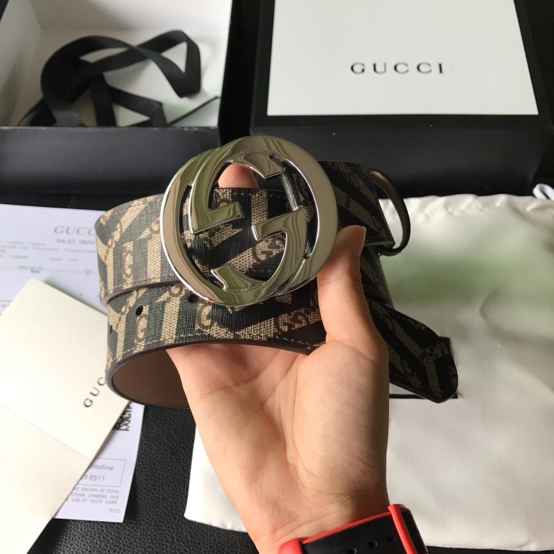 Cheap Replica Gucci Men Leather Belt Width 3.8cm With Silver Buckle 085