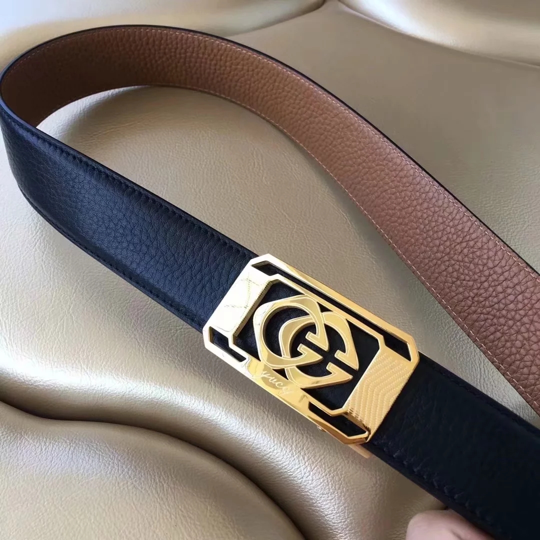 Cheap Replica Gucci Men Leather Black Belt Width 3.5cm With Gold Buckle 061