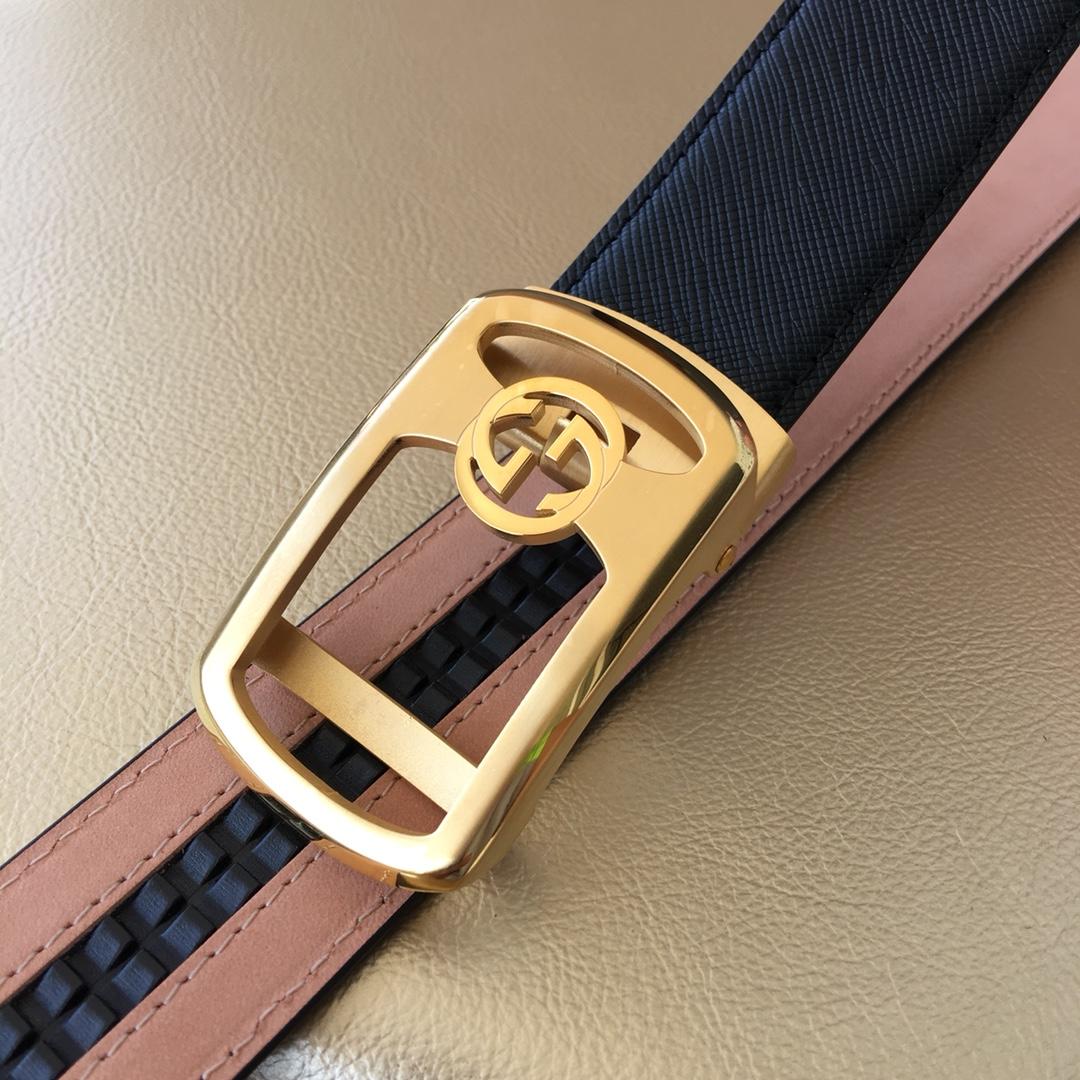 Cheap Replica Gucci Reversible Leather Men Belt Black Width 3.5cm With Gold Buckle 101