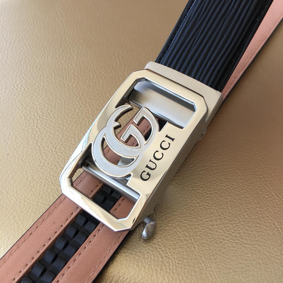 Cheap Replica Gucci Reversible Leather Men Belt Black Width 3.5cm With Silver Buckle 102