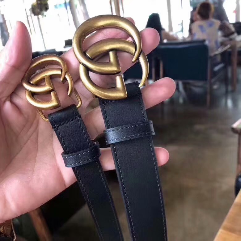 Cheap Replica Gucci Women Leather Belt Width 3cm and 2m With Gold Buckle 075