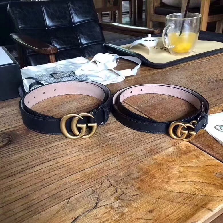 Cheap Replica Gucci Women Leather Belt Width 3cm and 2m With Gold Buckle 075