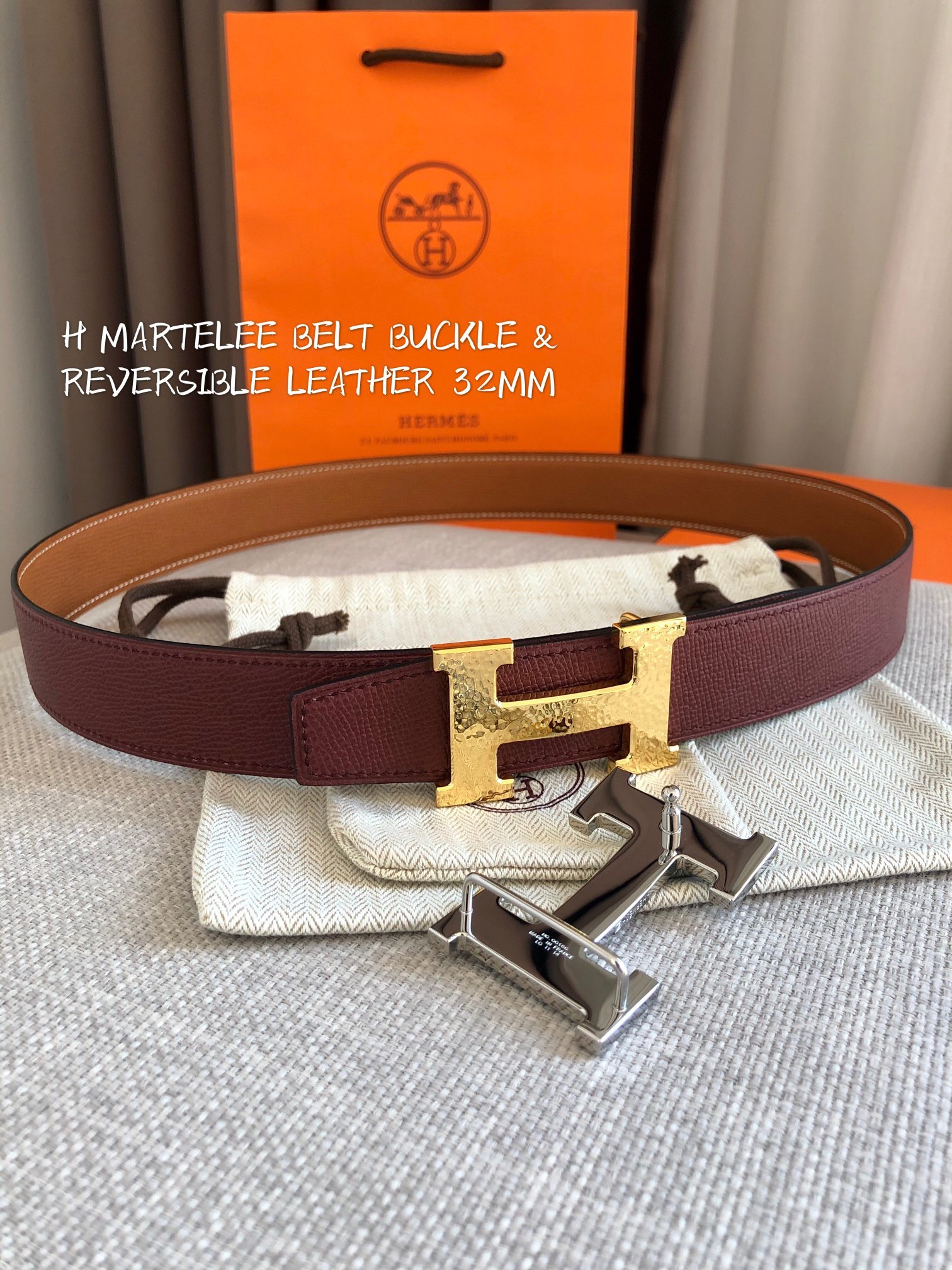 Cheap Replica Hermes Reversible Leather Men Belt Width 3.2cm 062