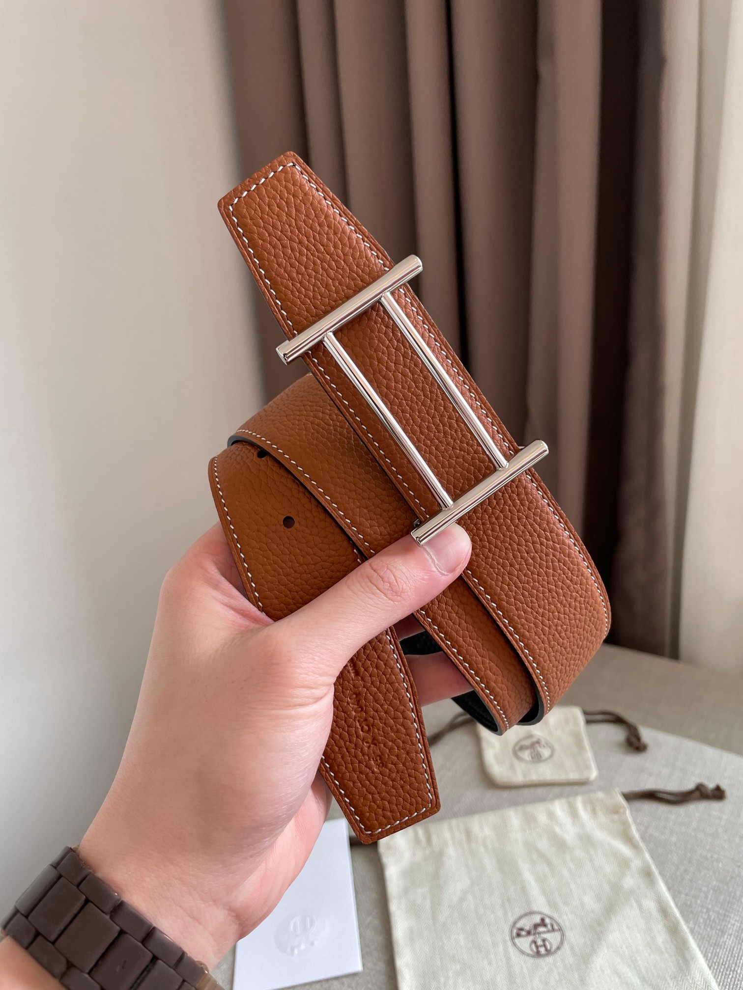 Cheap Replica Hermes Reversible Leather Men Belt Width 3.8cm 077