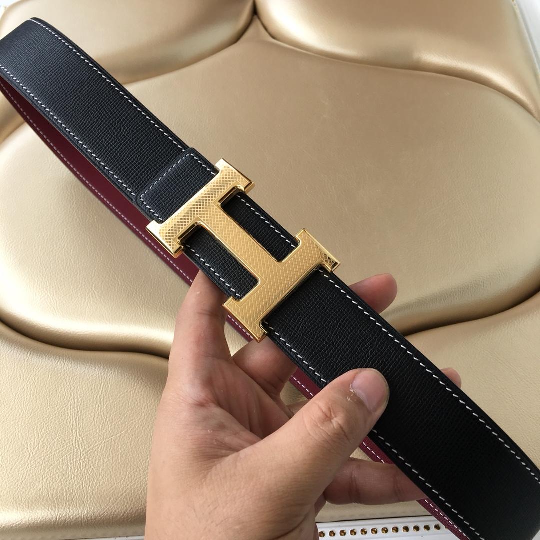 Cheap Replica Hermes Reversible Leather Men Belt Width 3.8cm With Gold Buckle 045