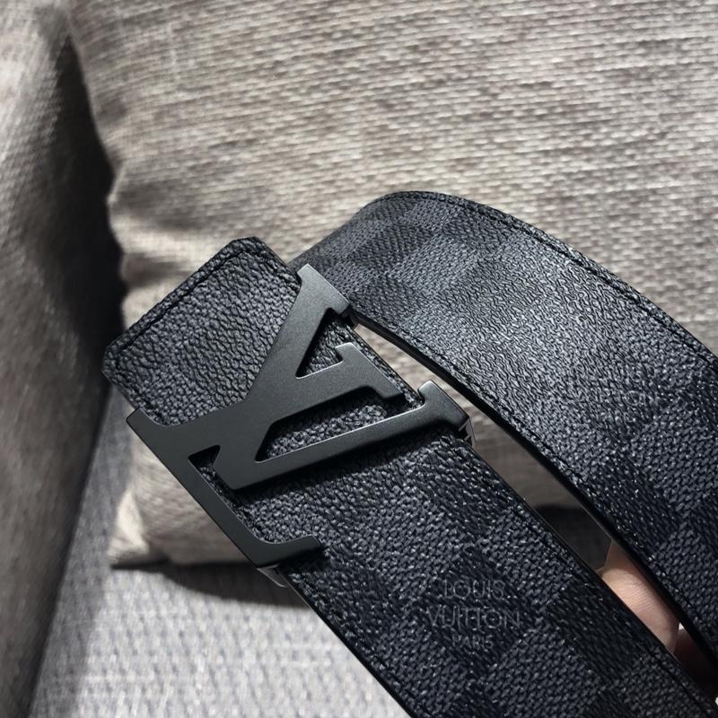 Cheap Replica Louis Vuitton Damier Graphite Canvas Width 3.8cm Men Leather Belt With Black Buckle 047