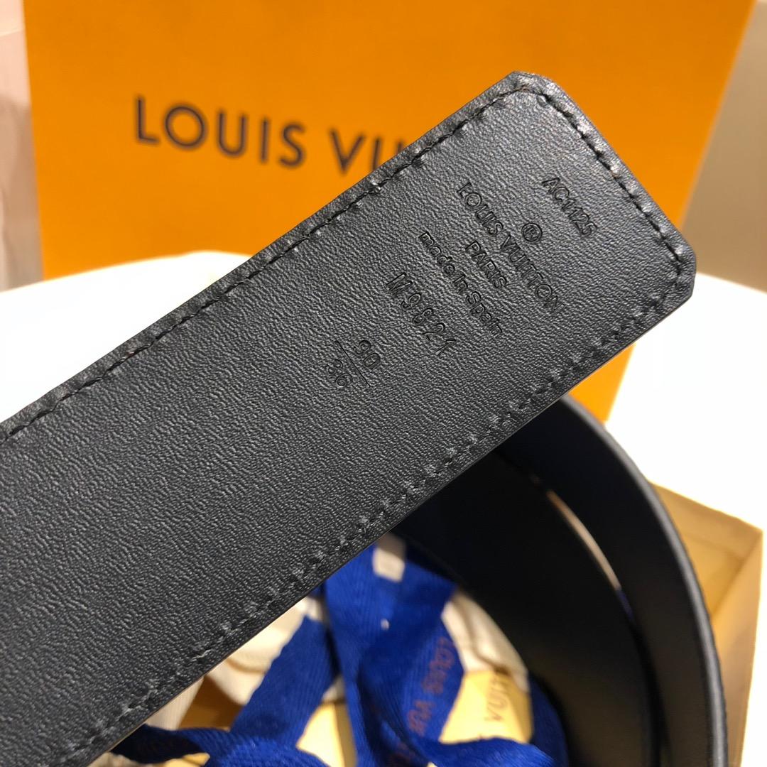 Cheap Replica Louis Vuitton Linitiales Damier Graphite Men Leather Belt Width 4cm M9808S 060