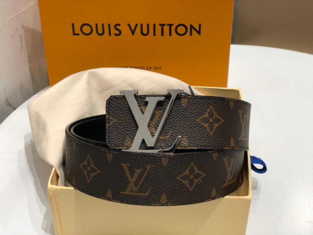 Cheap Replica Louis Vuitton Linitiales Damier Graphite Men Leather Belt Width 4cm M9808S 060