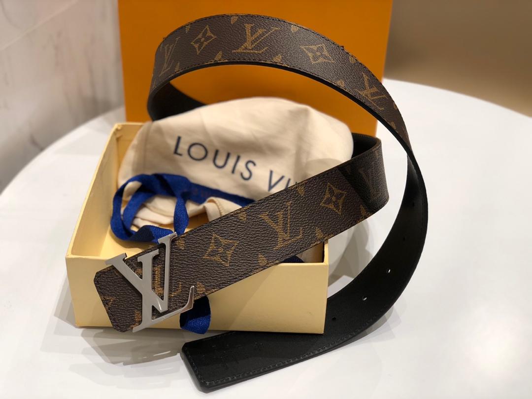 Cheap Replica Louis Vuitton Linitiales Damier Graphite Men Leather Belt Width 4cm M9808S 060