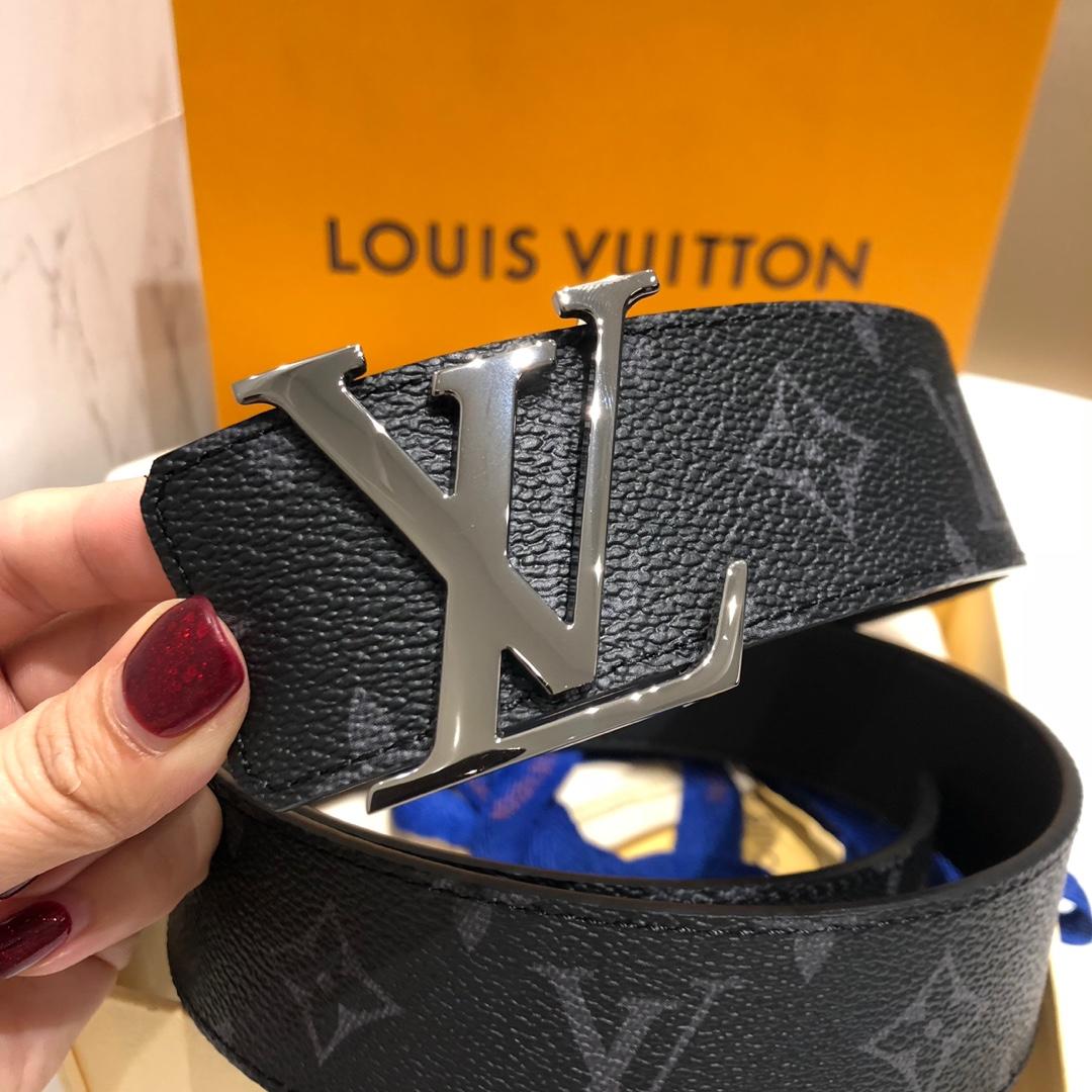 Cheap Replica Louis Vuitton Linitiales Damier Graphite Men Leather Belt Width 4cm M9808S 061