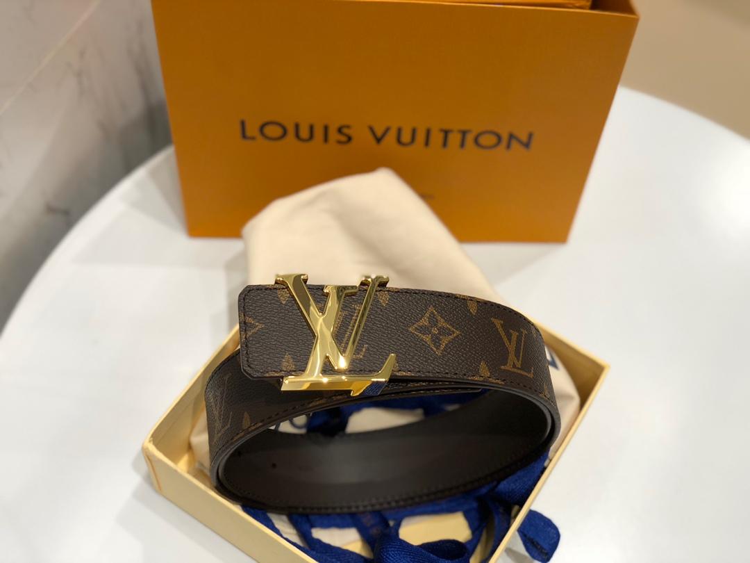 Cheap Replica Louis Vuitton Linitiales Damier Graphite Men Leather Belt Width 4cm M9808S 062