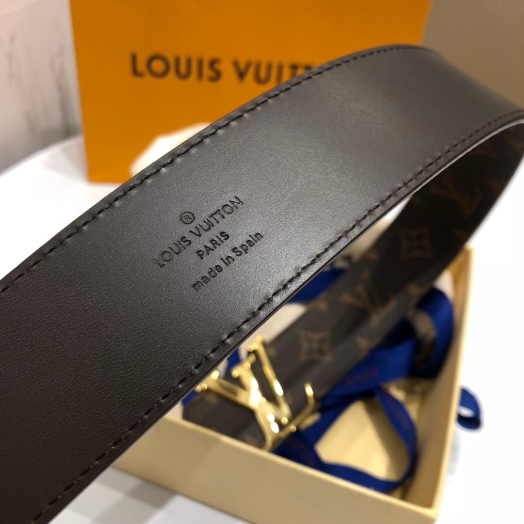 Cheap Replica Louis Vuitton Linitiales Damier Graphite Men Leather Belt Width 4cm M9808S 062