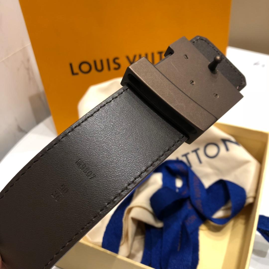 Cheap Replica Louis Vuitton Linitiales Damier Graphite Men Leather Belt Width 4cm M9808S 063