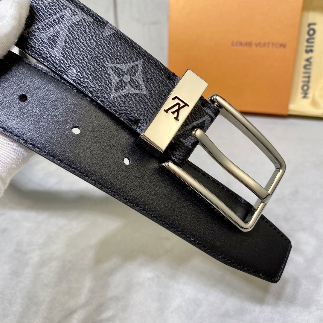 Cheap Replica Louis Vuitton Men Leather Belt Width 3.5cm 105