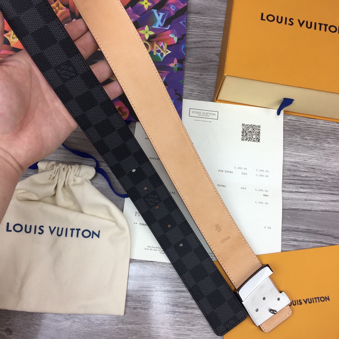 Cheap Replica Louis Vuitton Men Leather Belt Width 4CM 124