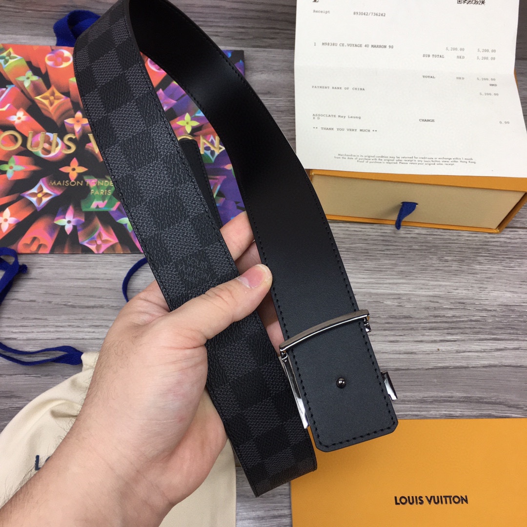 Cheap Replica Louis Vuitton Men Leather Belt Width 4CM 128