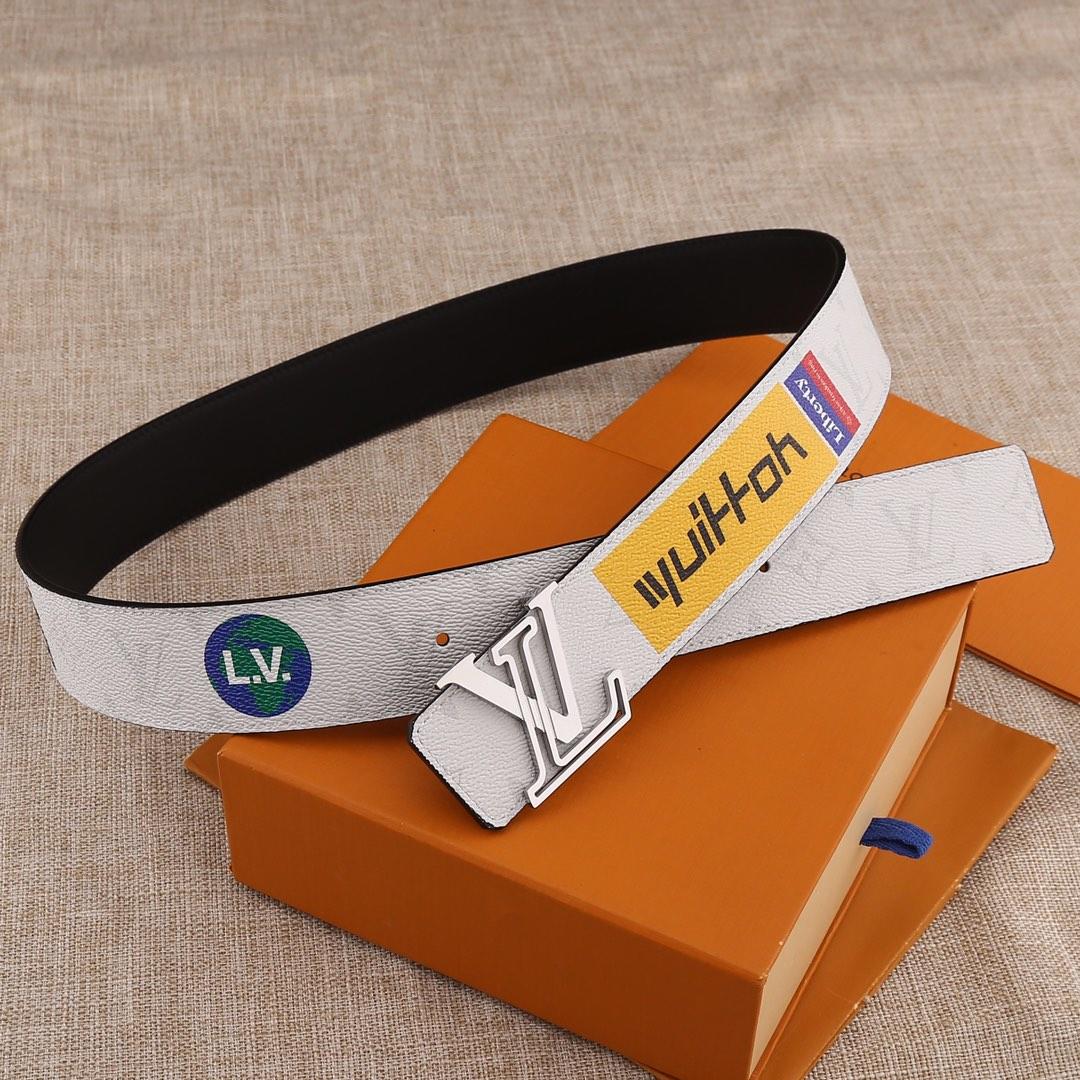 Cheap Replica Louis Vuitton Men Leather Belt Width 4cm 072