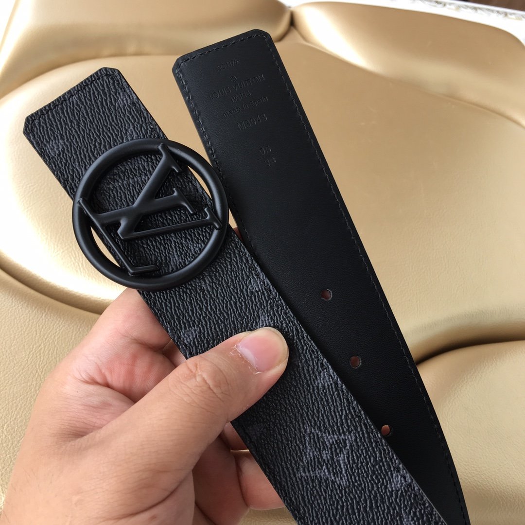 Cheap Replica Louis Vuitton Men Leather Belt Width 4cm 081