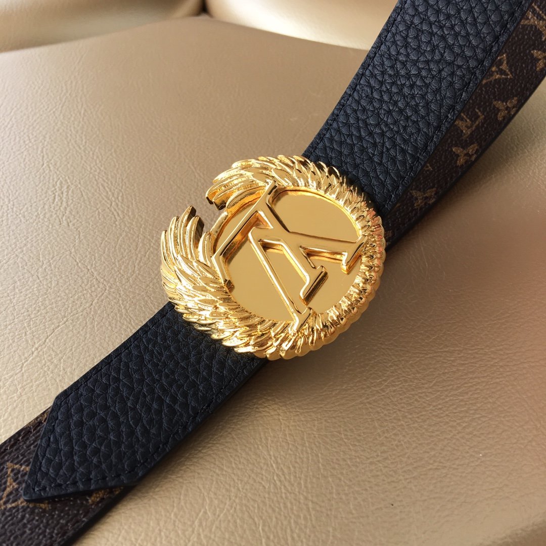 Cheap Replica Louis Vuitton Men Leather Belt Width 4cm 087