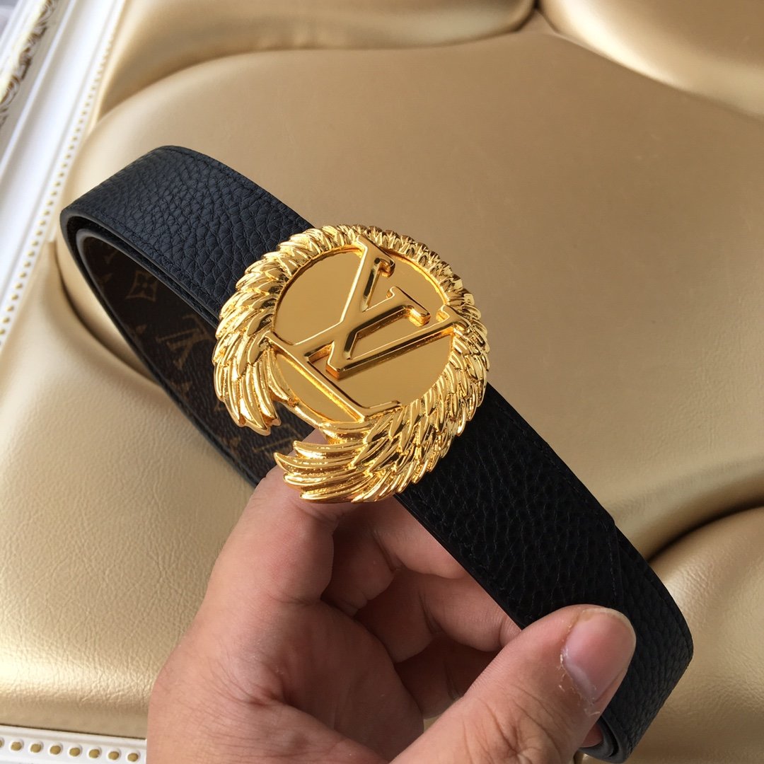 Cheap Replica Louis Vuitton Men Leather Belt Width 4cm 087