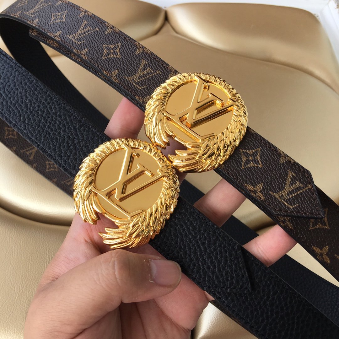 Cheap Replica Louis Vuitton Men Leather Belt Width 4cm 087