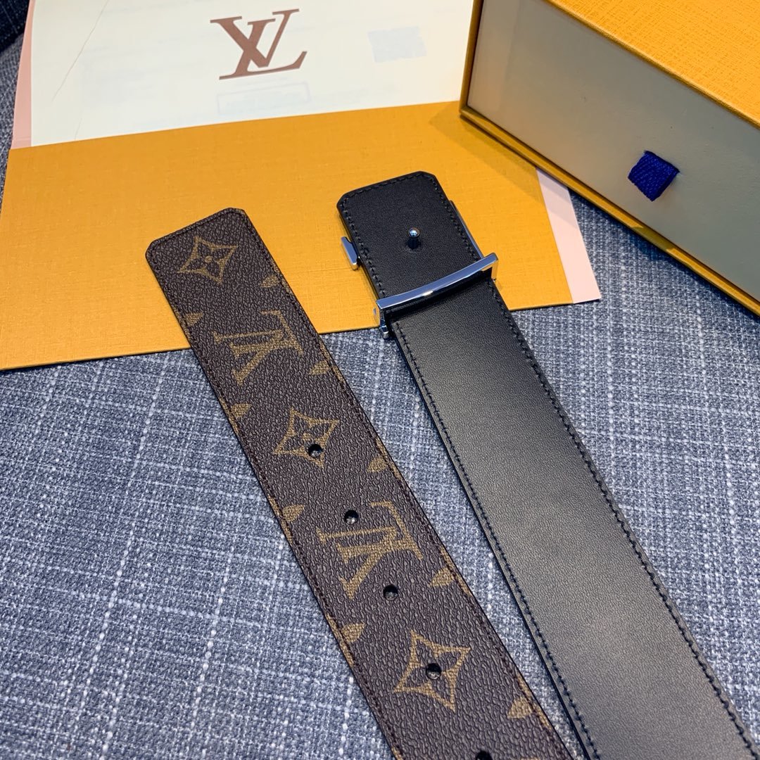 Cheap Replica Louis Vuitton Men Leather Belt Width 4cm 092