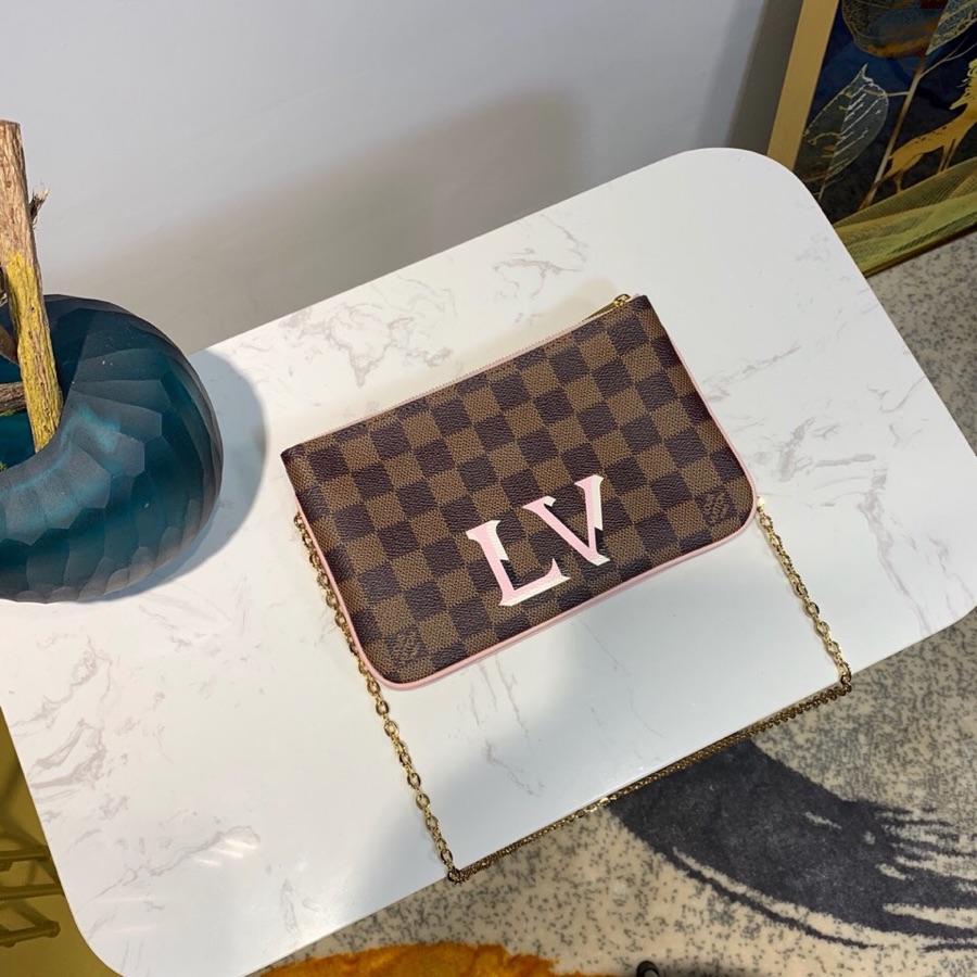 Cheap Replica Louis Vuitton Pochette Double Zip Damier Ebene Canvas N60254