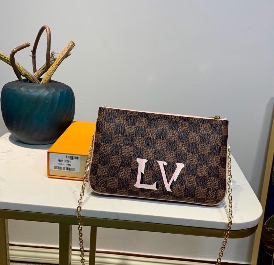 Cheap Replica Louis Vuitton Pochette Double Zip Damier Ebene Canvas N60254