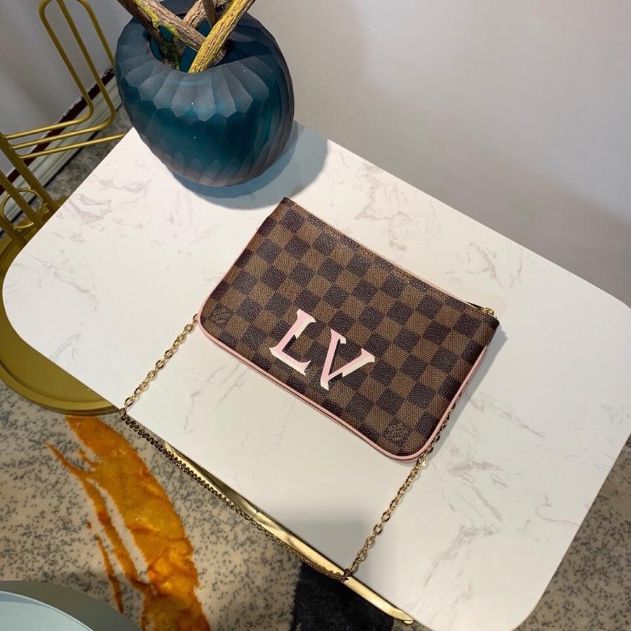 Cheap Replica Louis Vuitton Pochette Double Zip Damier Ebene Canvas N60254