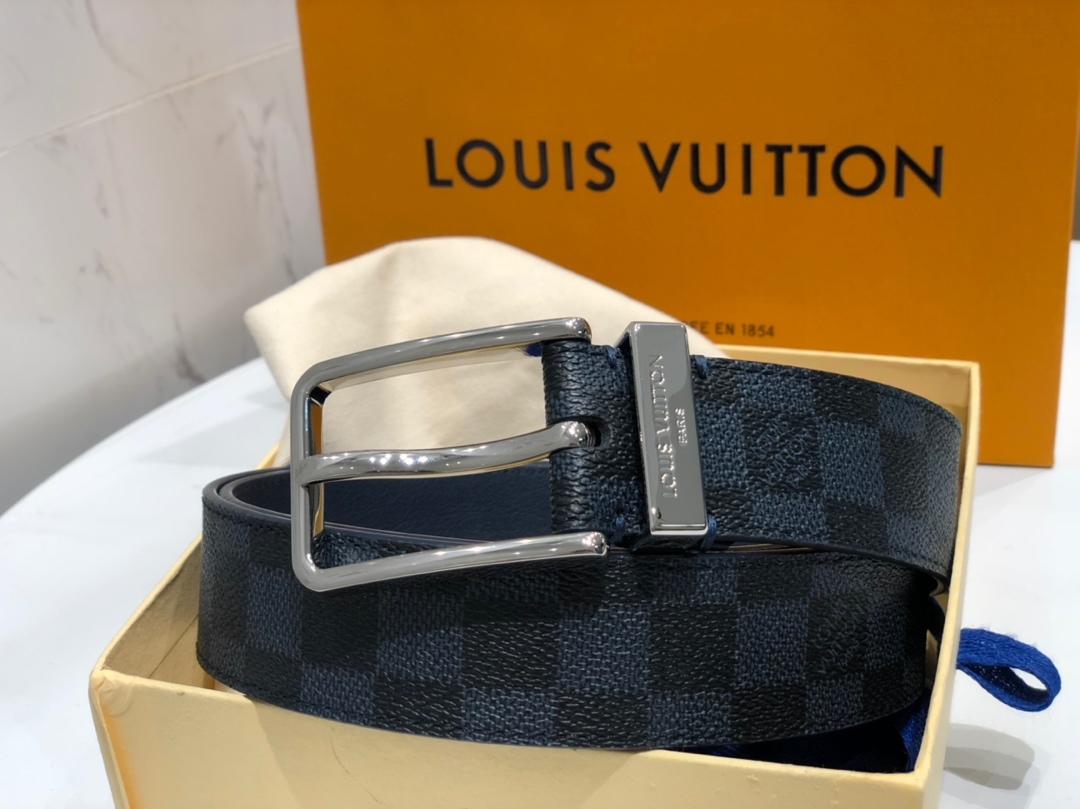 Cheap Replica Louis Vuitton Pont Neu Width 3.5cm Men Leather Belt With Silver Buckle 053