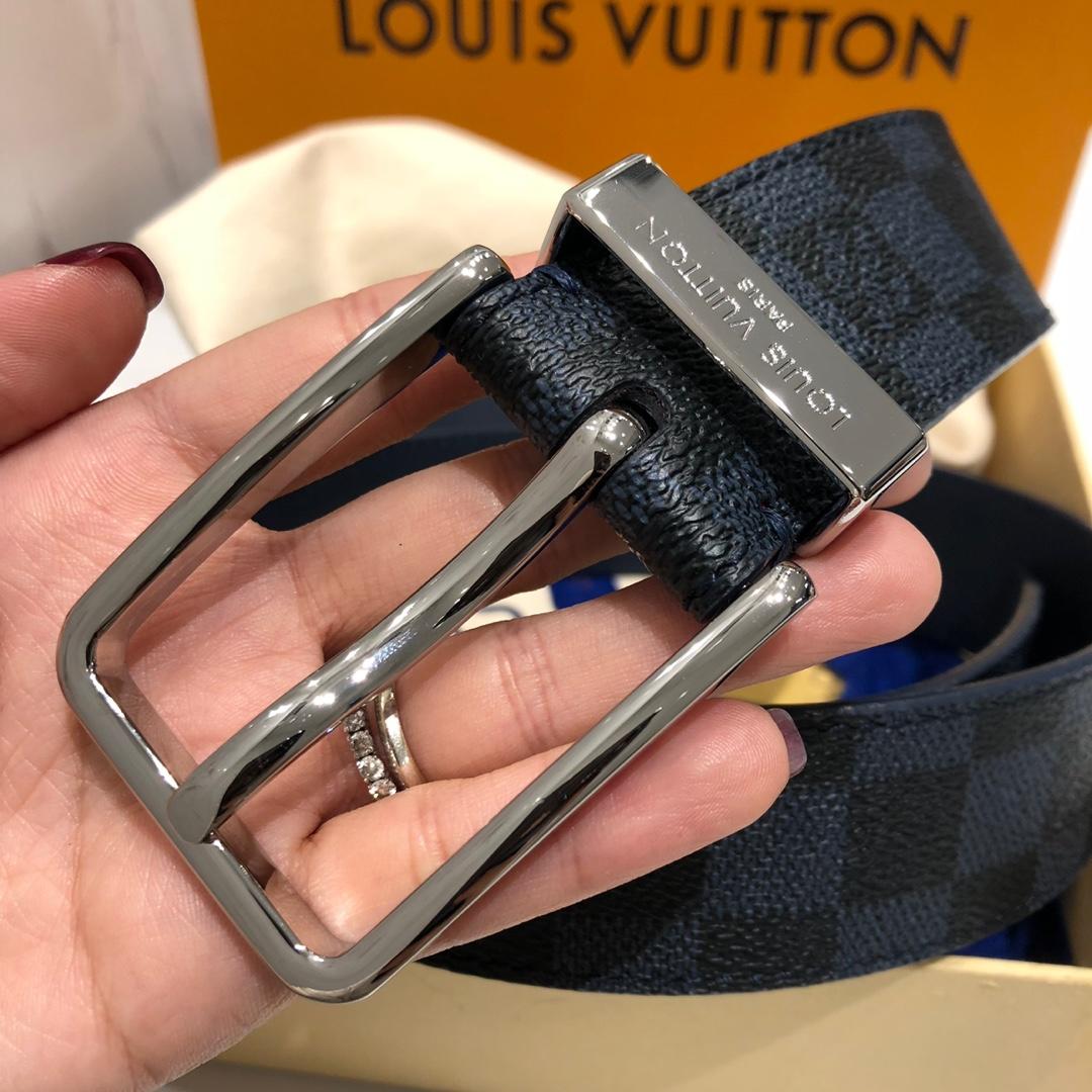 Cheap Replica Louis Vuitton Pont Neu Width 3.5cm Men Leather Belt With Silver Buckle 053