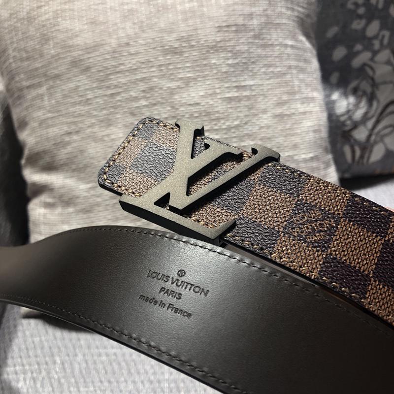 Cheap Replica Louis Vuitton Width 3.8cm Men Leather Belt With Black Buckle 046