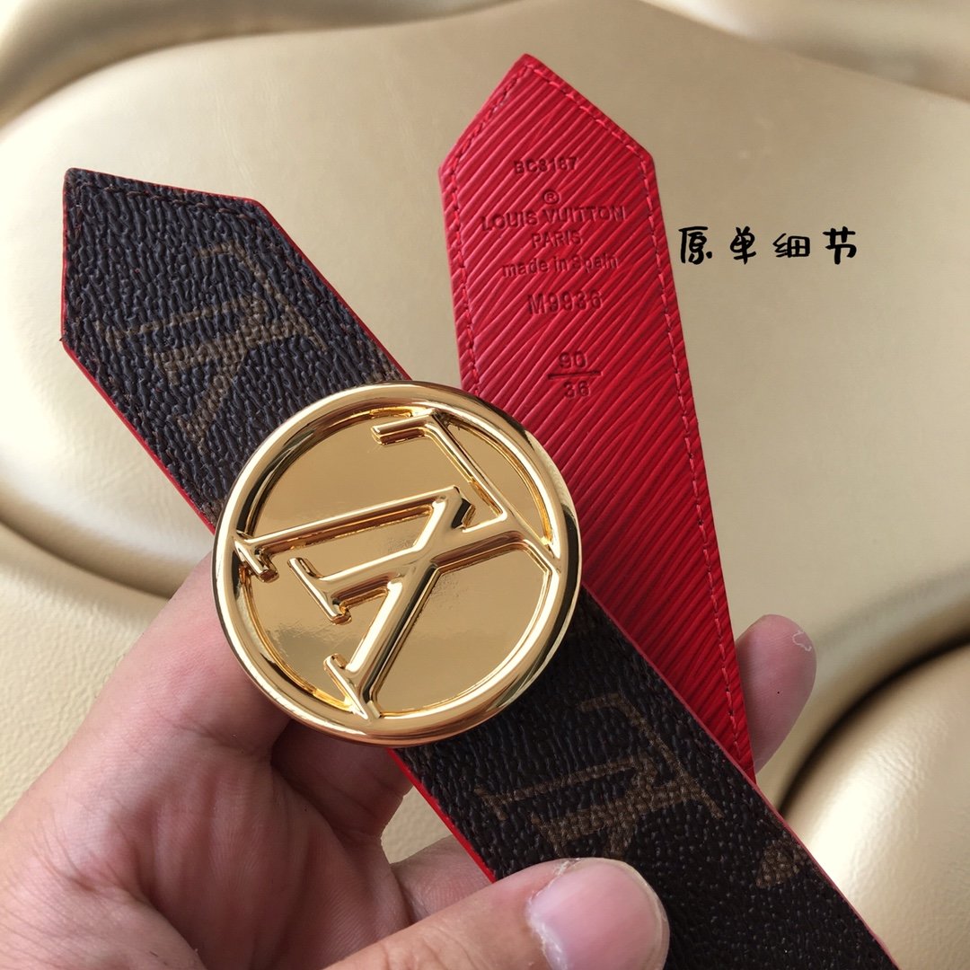 Cheap Replica Louis Vuitton Women Leather Belt Width 3cm 099