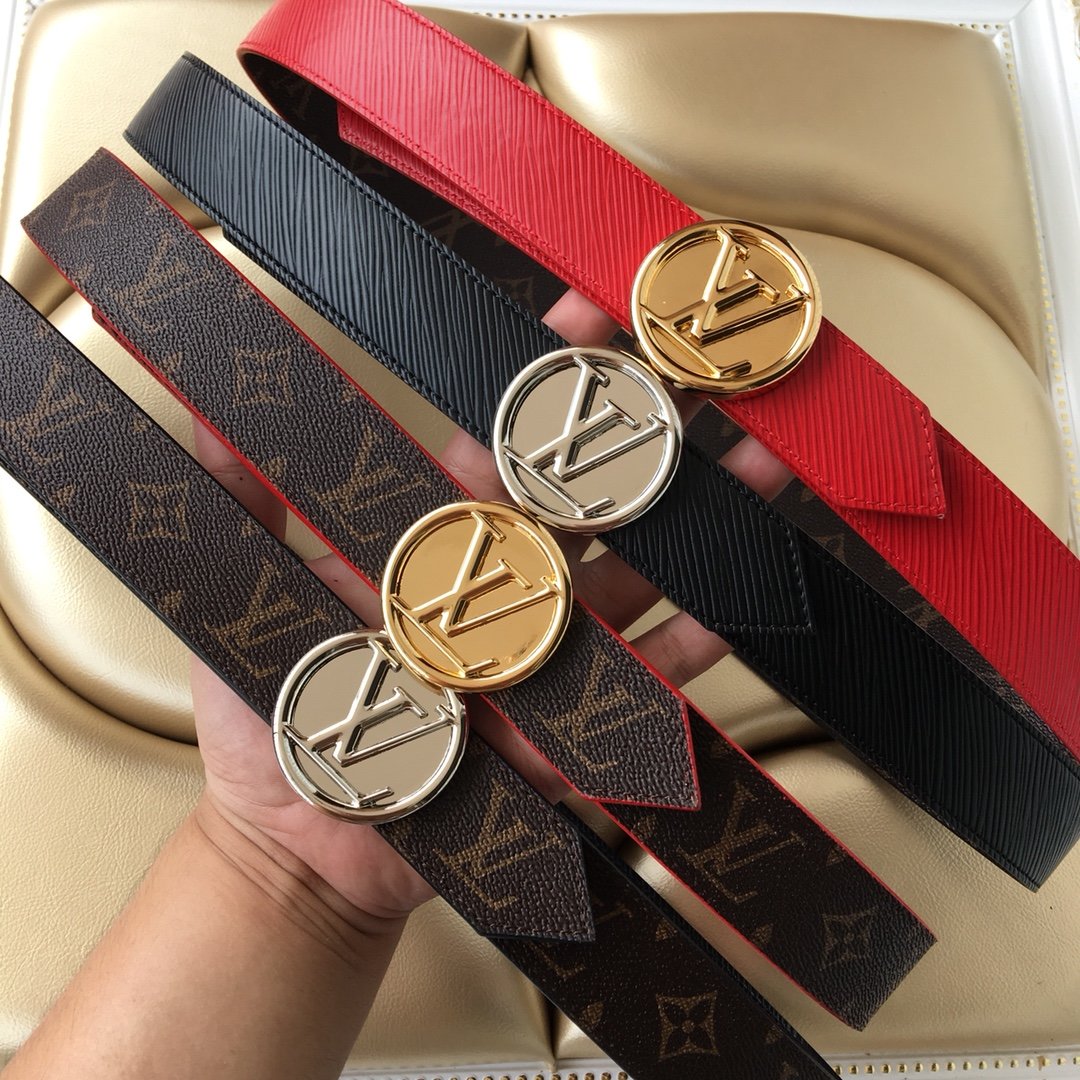 Cheap Replica Louis Vuitton Women Leather Belt Width 3cm 100