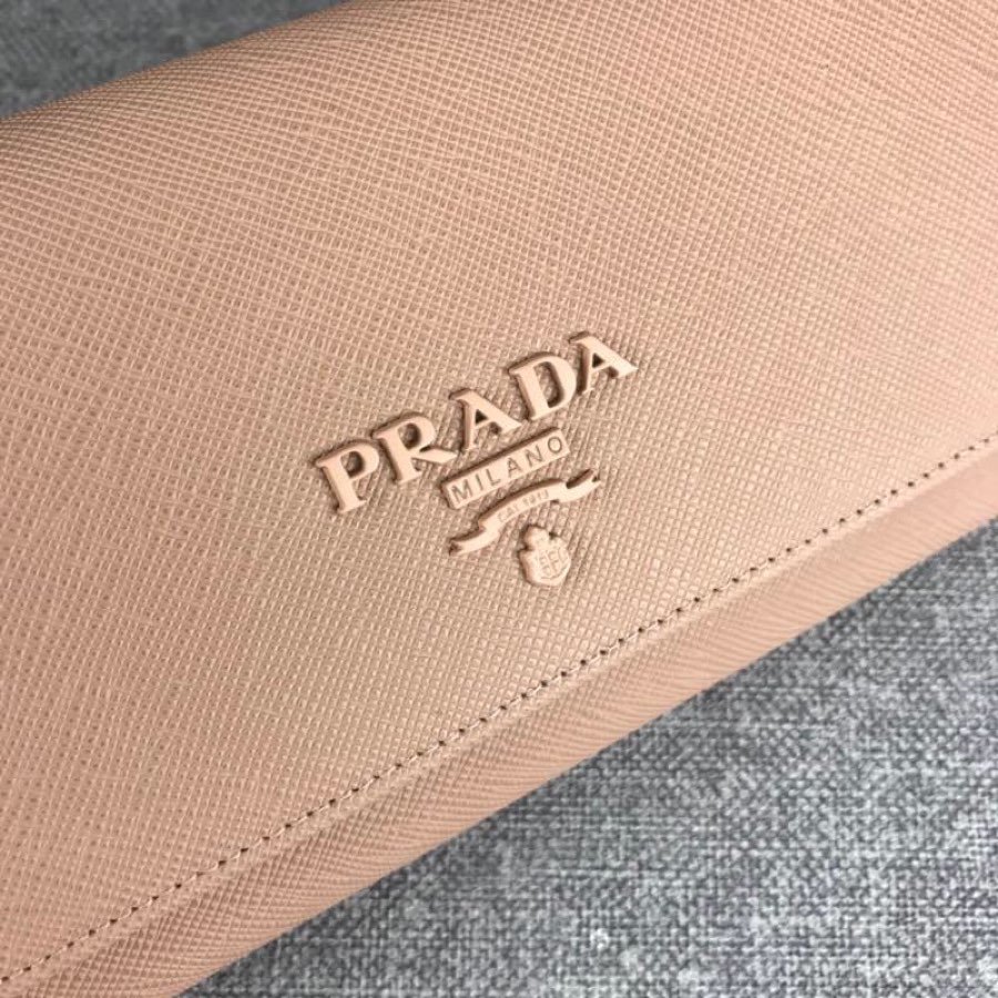 Cheap Replica Prada 1MH132 Women Leather Wallet Earth-Yellow 